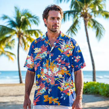 Blue Kimono Bloom Hawaiian Shirt