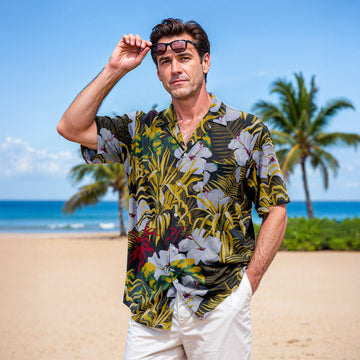 Dark Oasis Floral Pocket Hawaiian Shirt