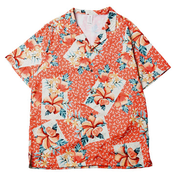 Coral Postcard Tropics Pocket Hawaiian Shirt Womens