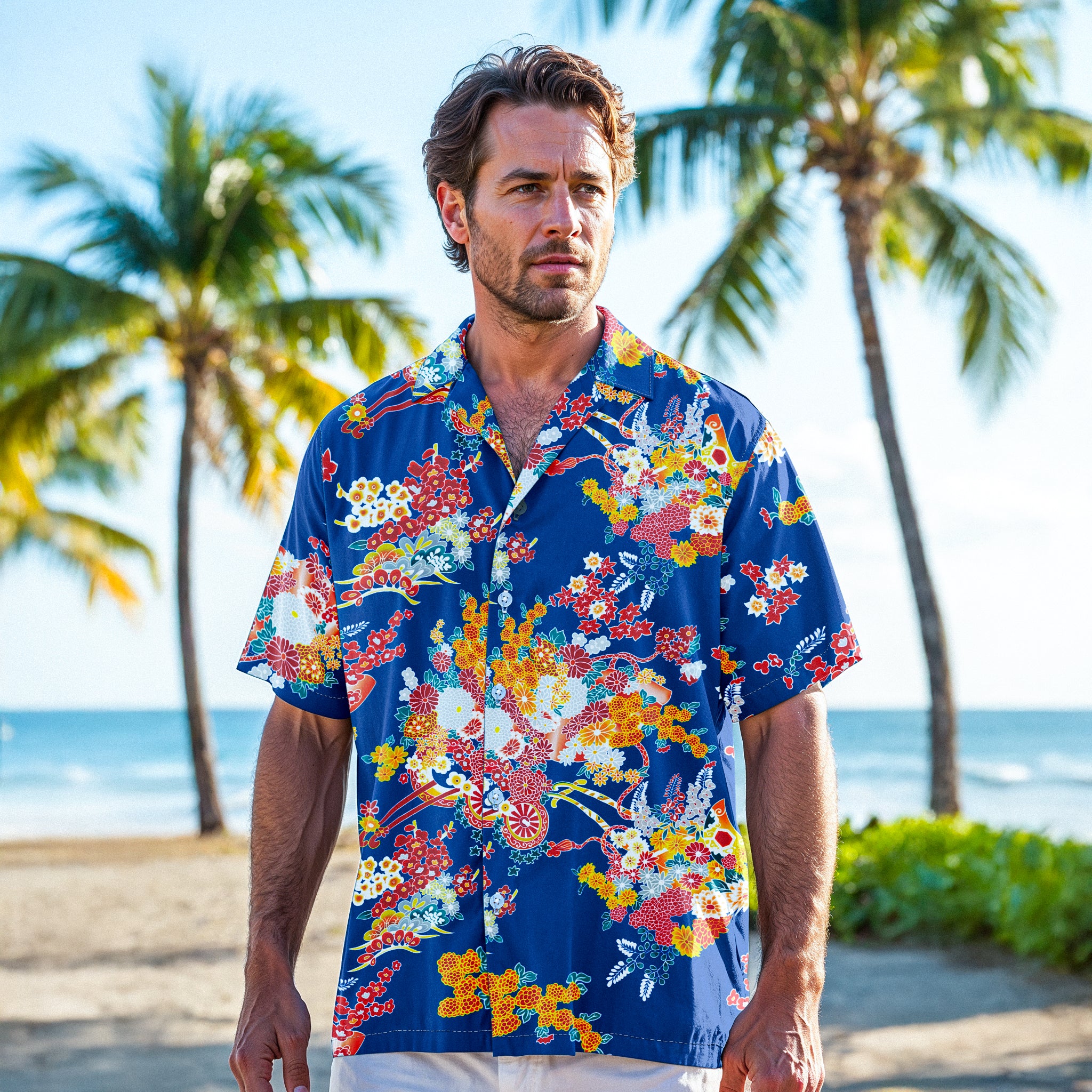 Blue Kimono Bloom Hawaiian Shirt
