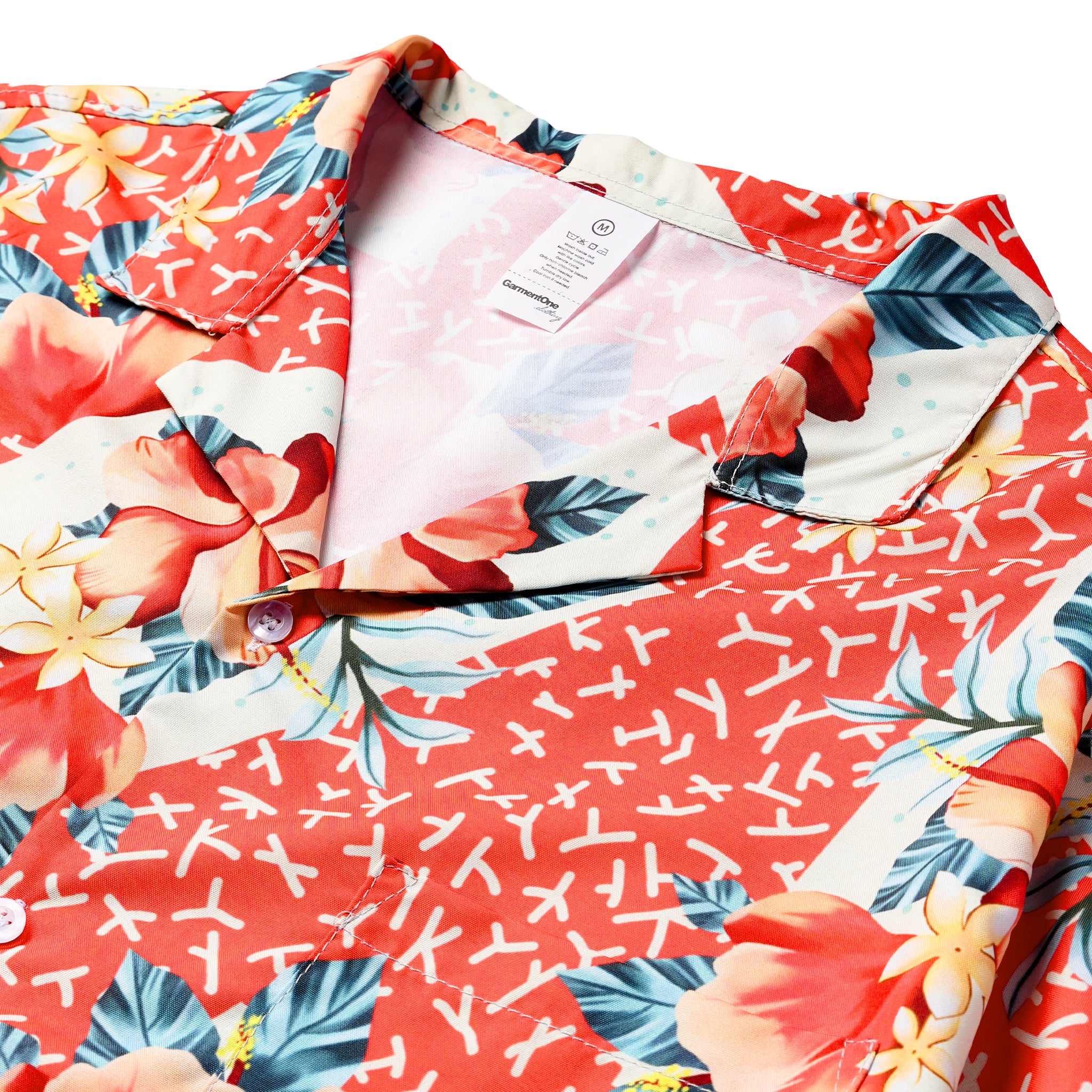 Coral Postcard Tropics Pocket Hawaiian Shirt