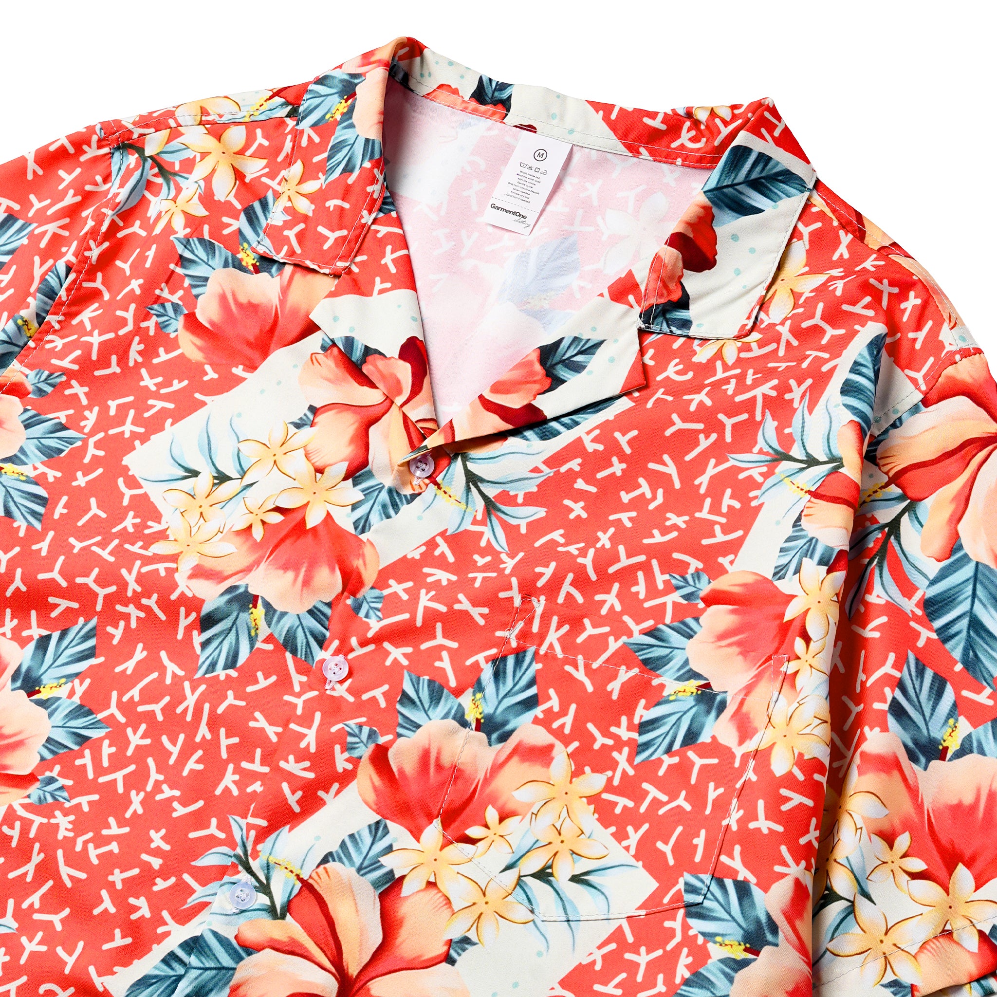 Coral Postcard Tropics Pocket Hawaiian Shirt