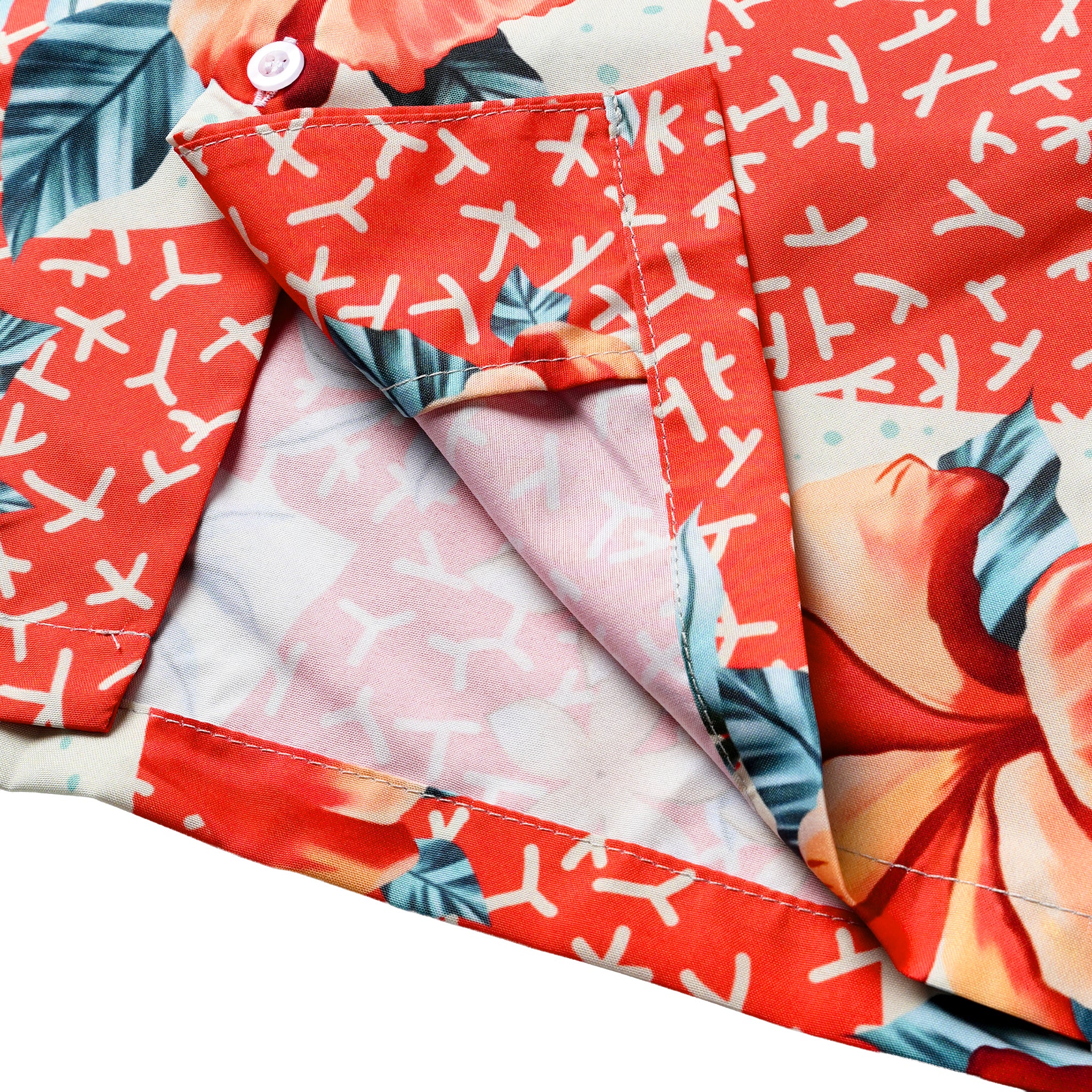 Coral Postcard Tropics Pocket Hawaiian Shirt