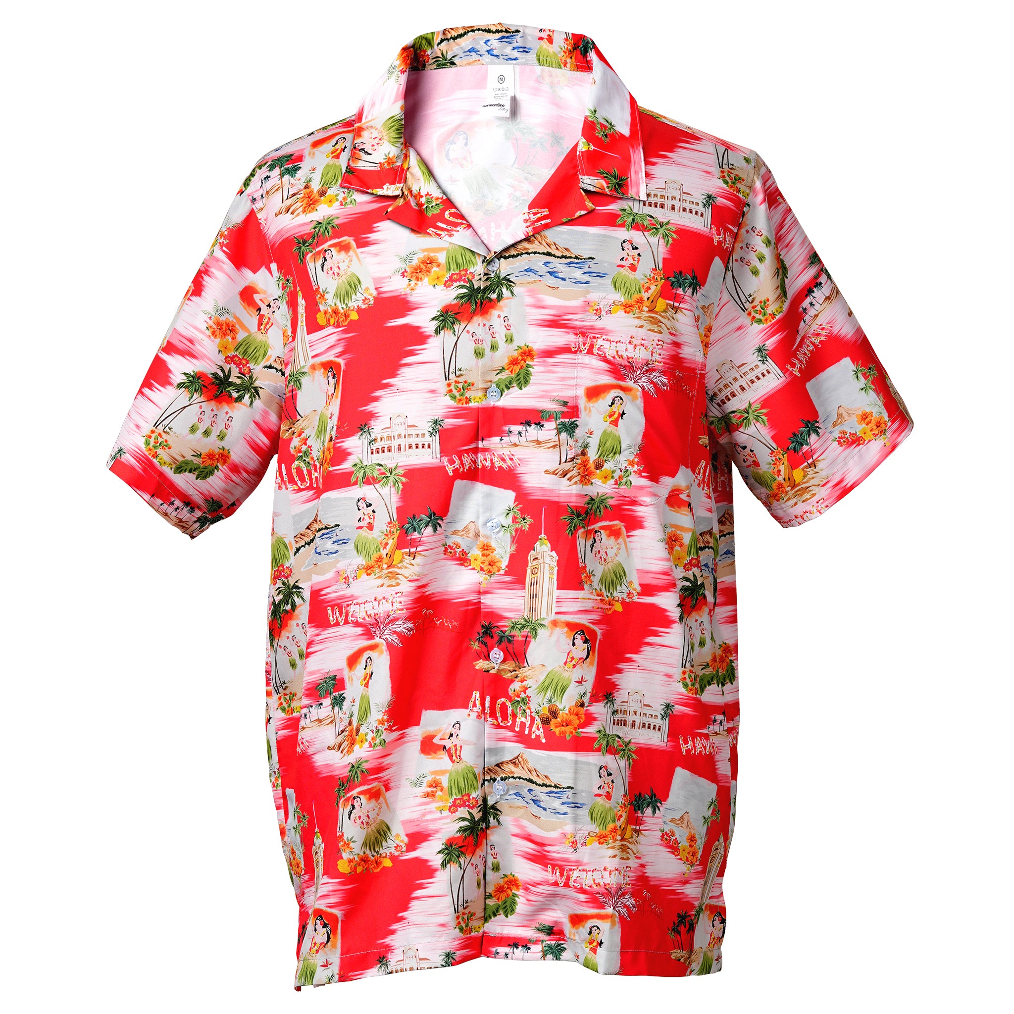 Retro Aloha Postcard Mens & Womens Pocket Hawaiian Shirts