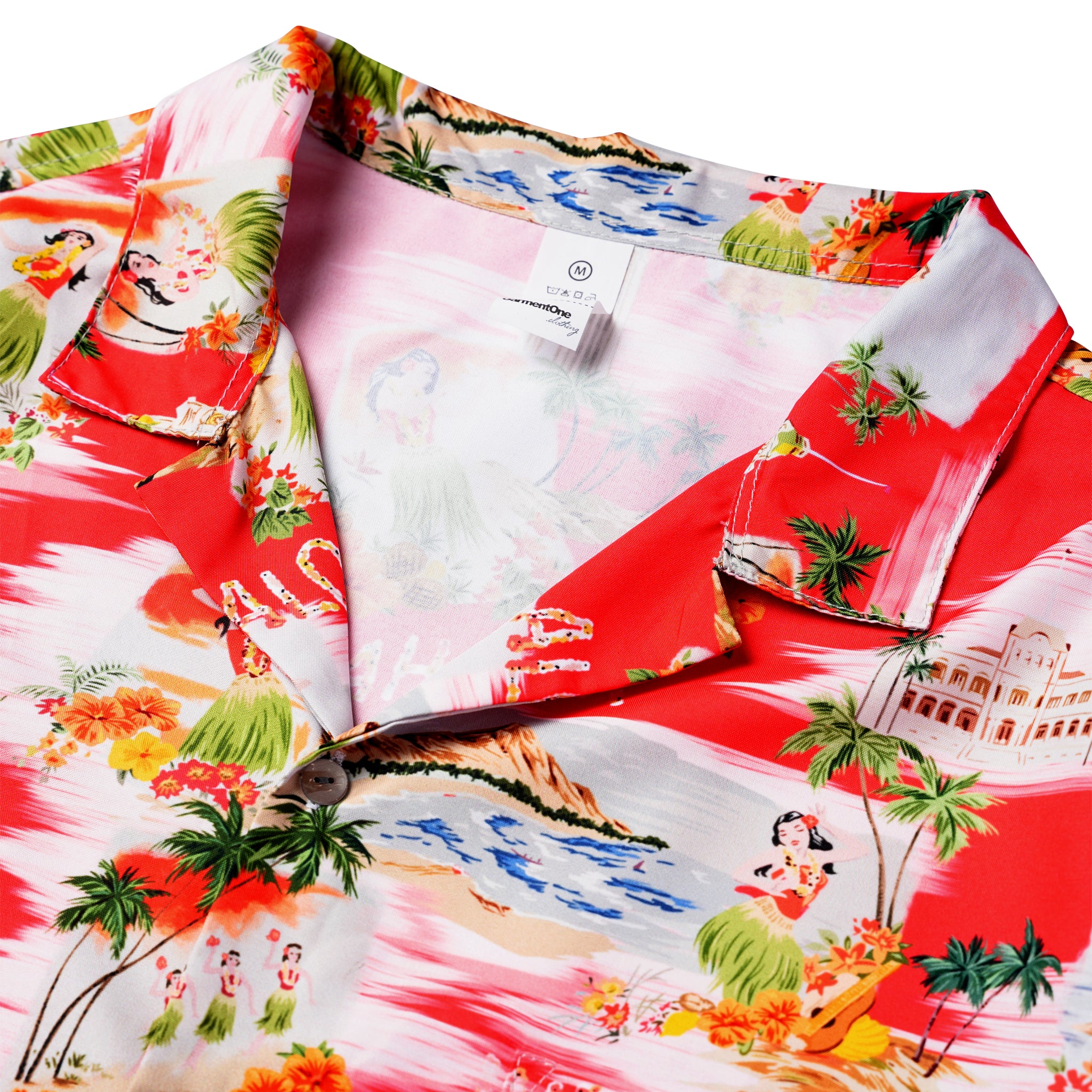 Retro Aloha Postcard Woman Pocket Hawaiian Shirt
