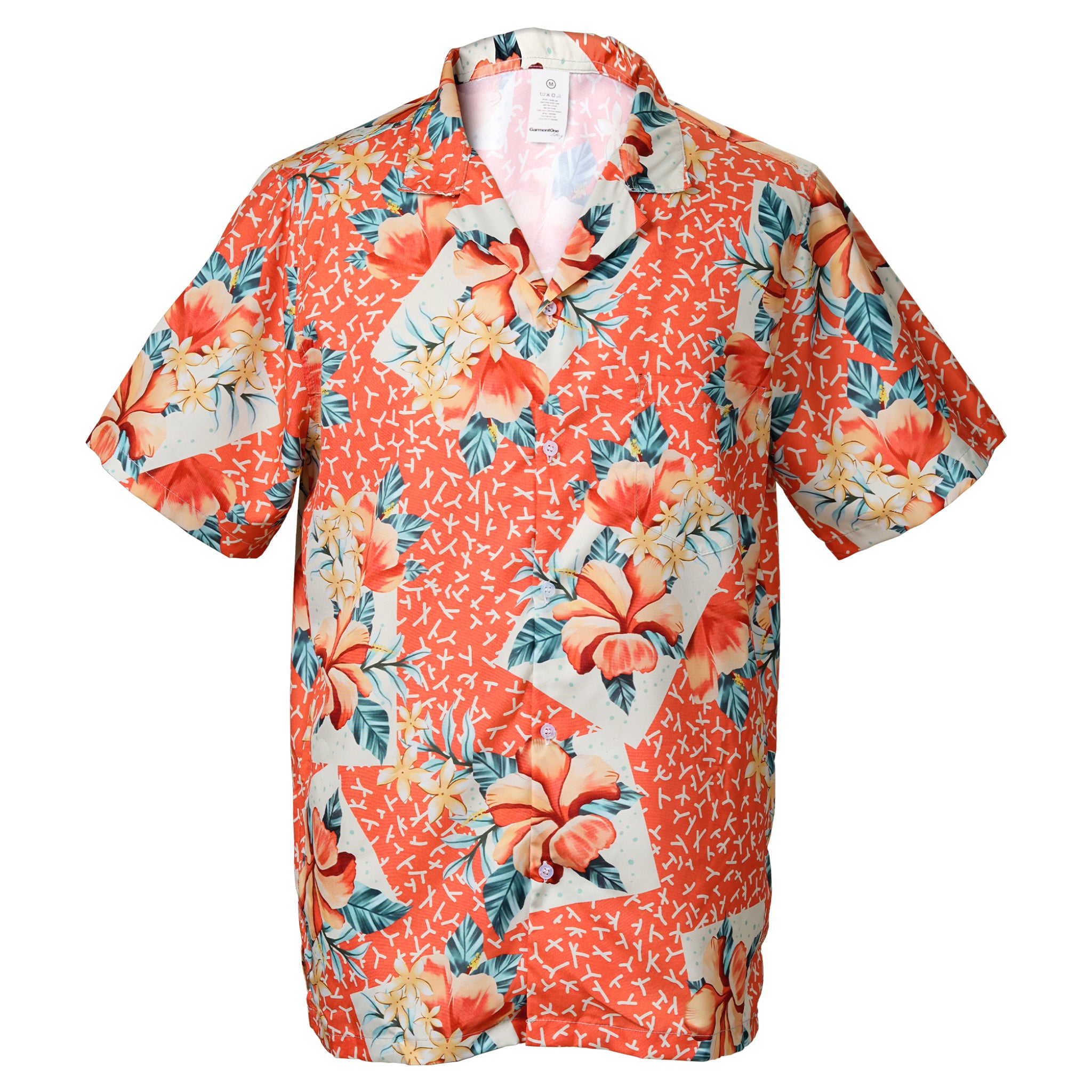 Coral Postcard Tropics Pocket Hawaiian Shirt