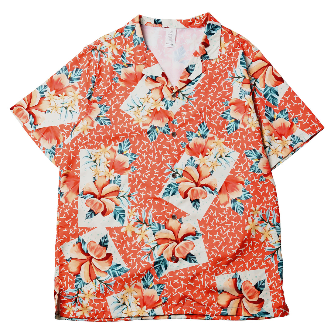 Coral Postcard Tropics Mens & Womens Pocket Hawaiian Shirts