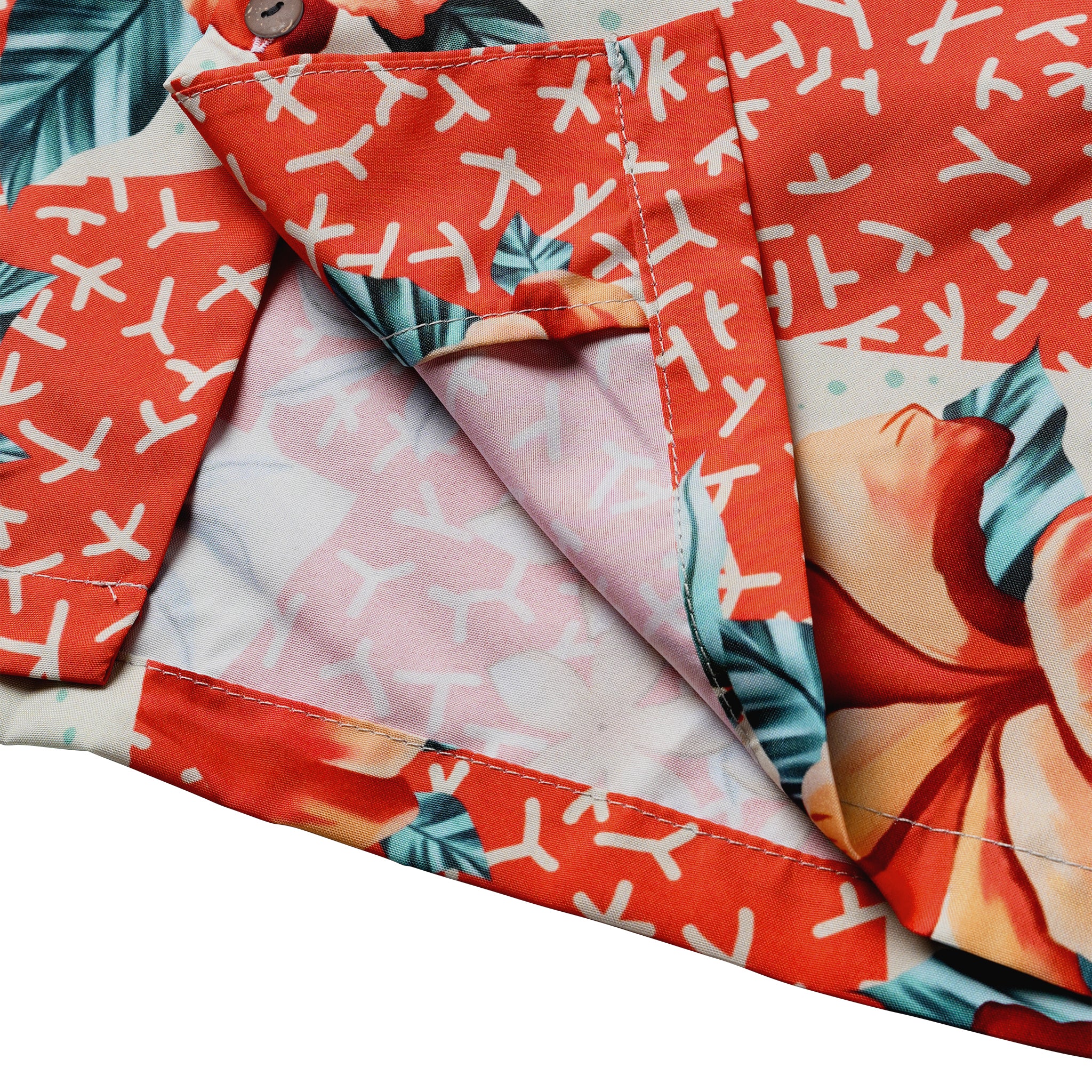 Coral Postcard Tropics Pocket Hawaiian Shirt Womens