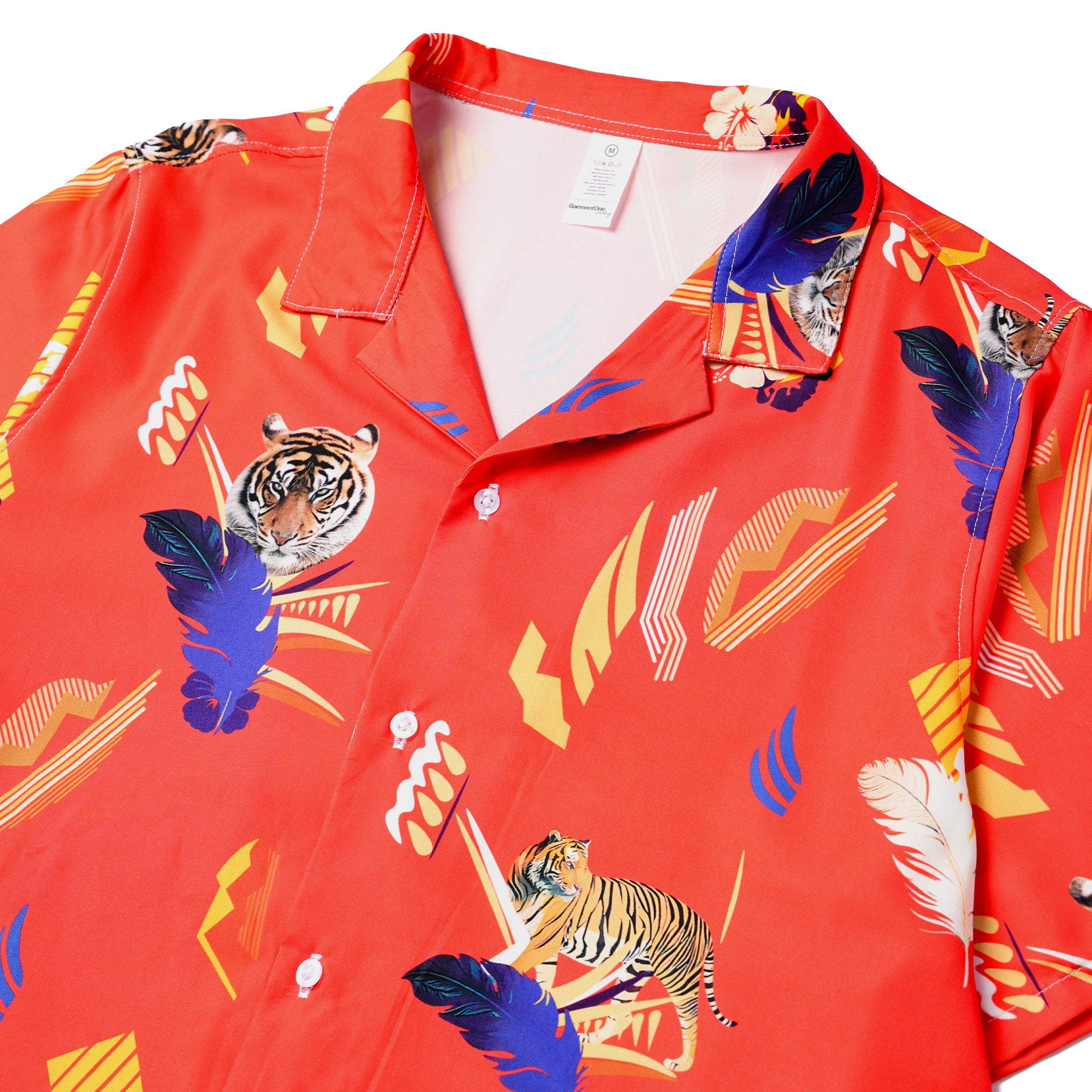 Red Tropical Tiger Hawaiian Shirt