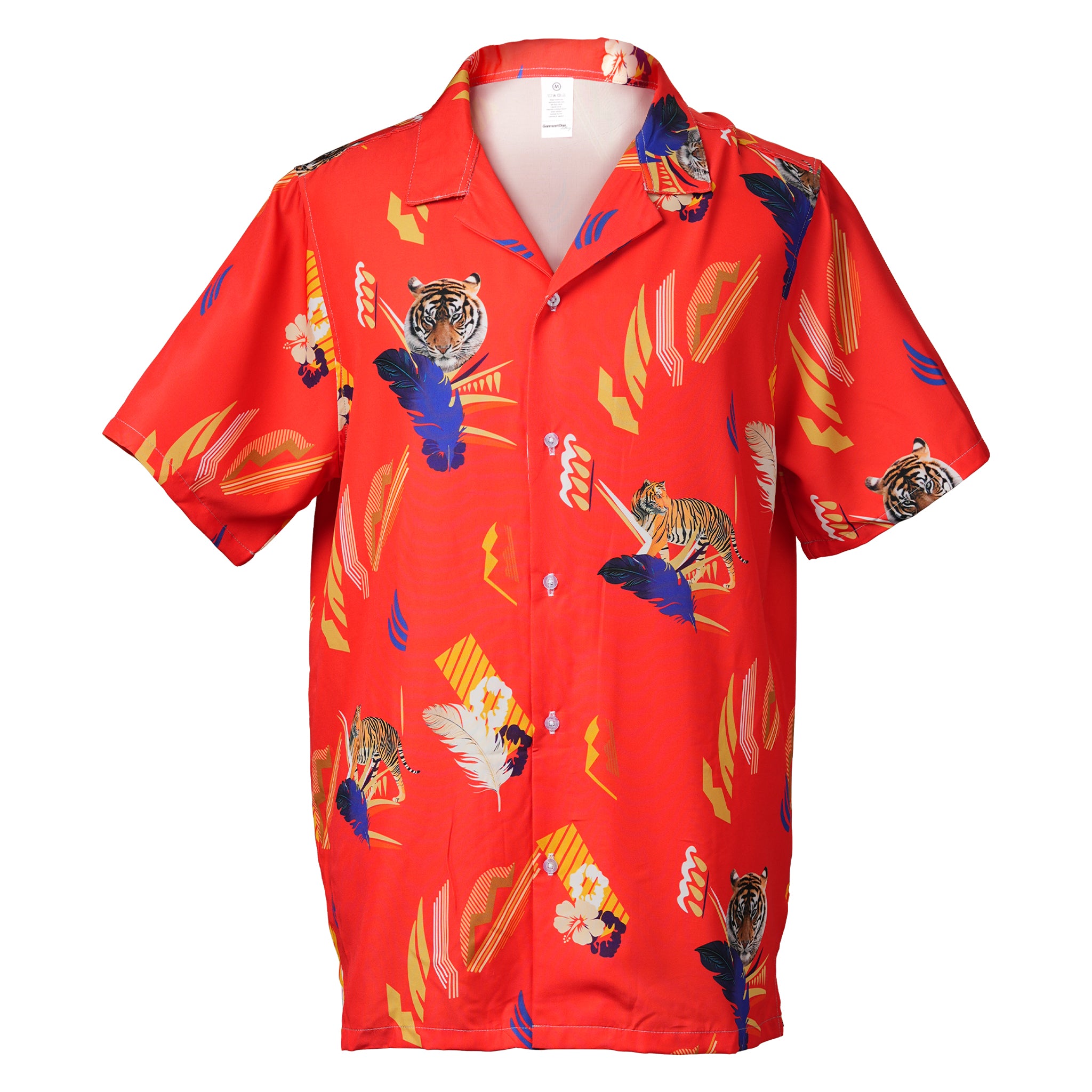 Red Tropical Tiger Hawaiian Shirt