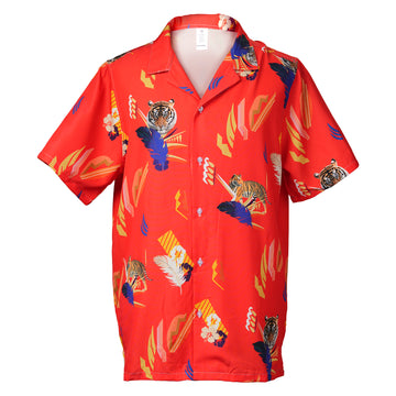 Red Tropical Tiger Hawaiian Shirt