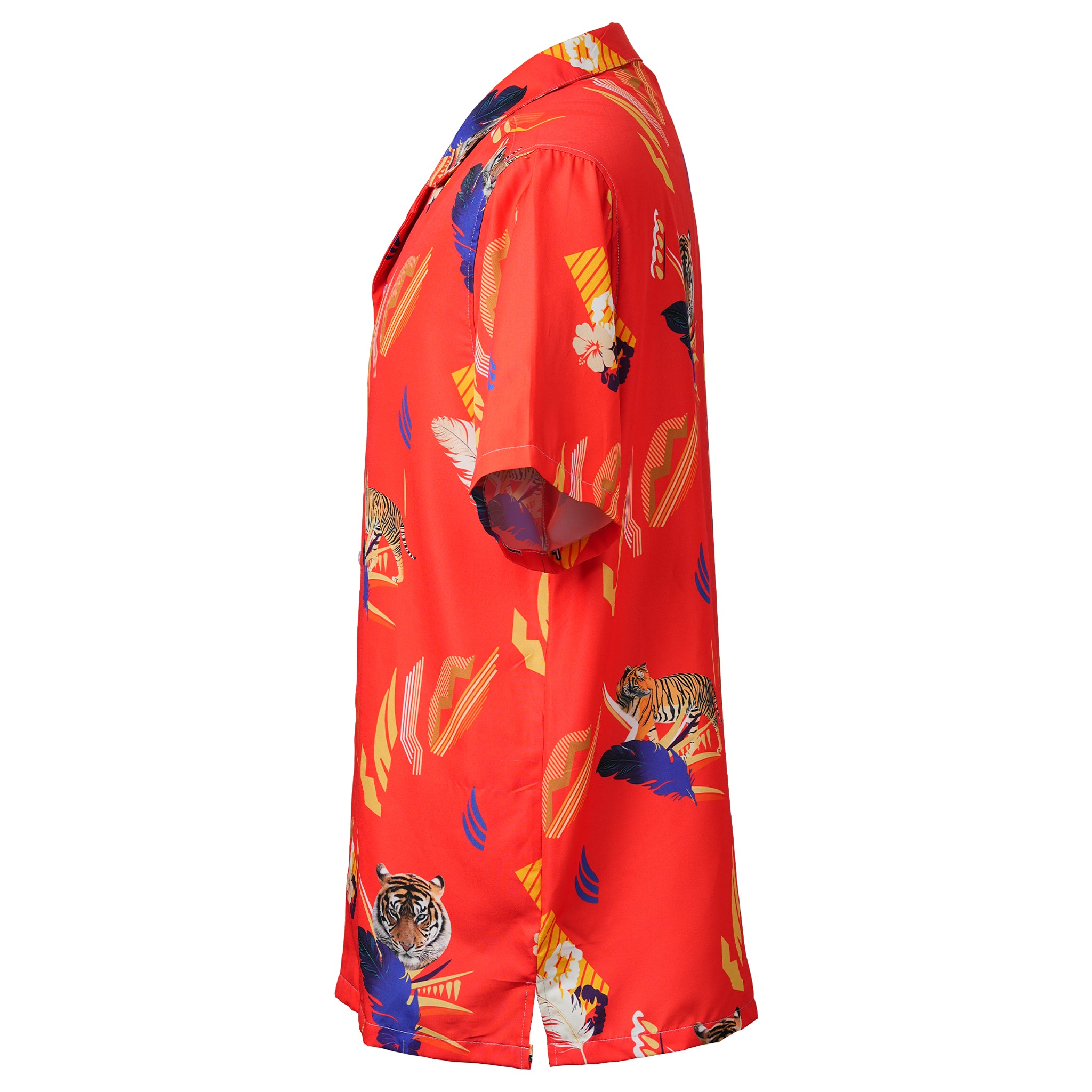 Red Tropical Tiger Hawaiian Shirt