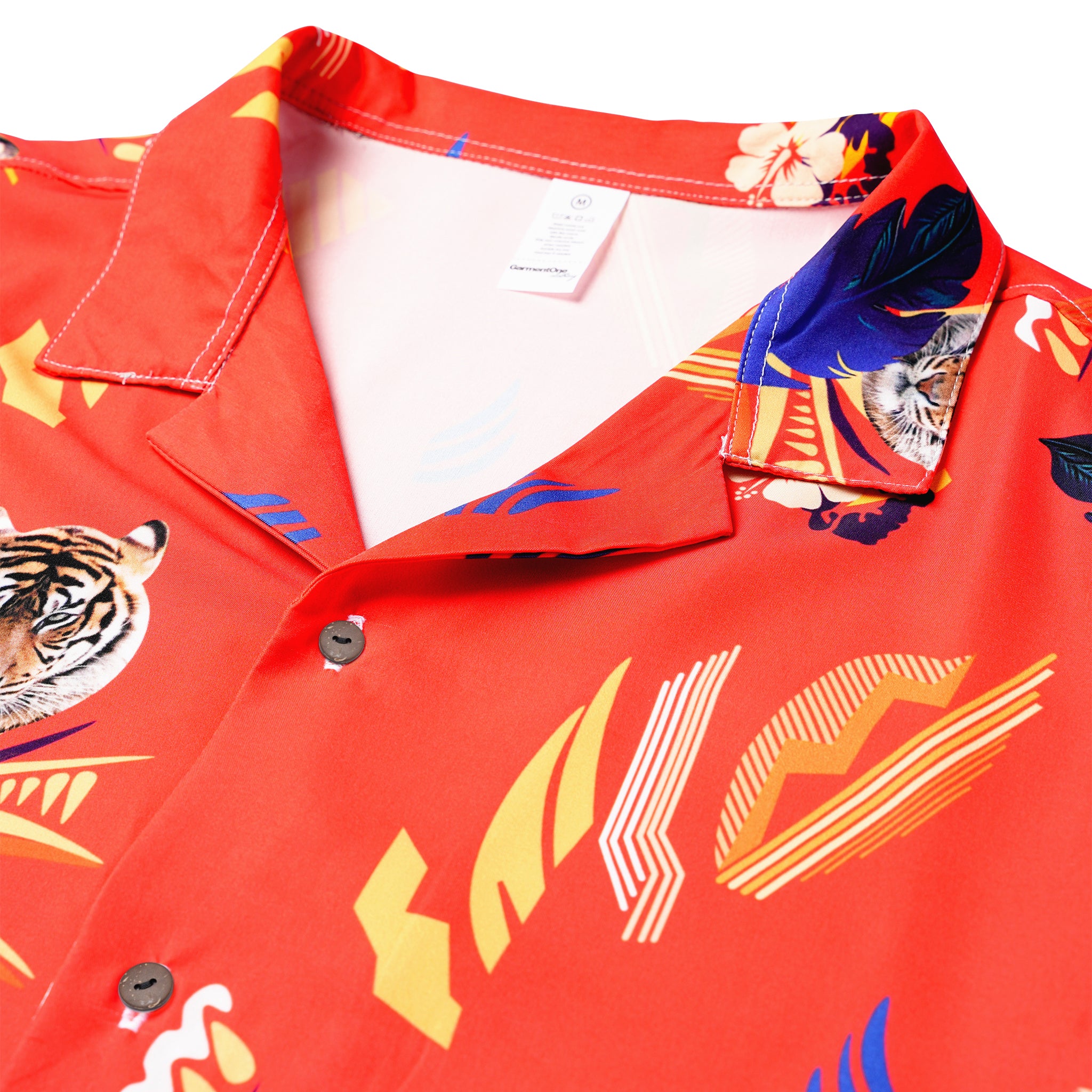 Red Tropical Tiger Womens Hawaiian Shirt