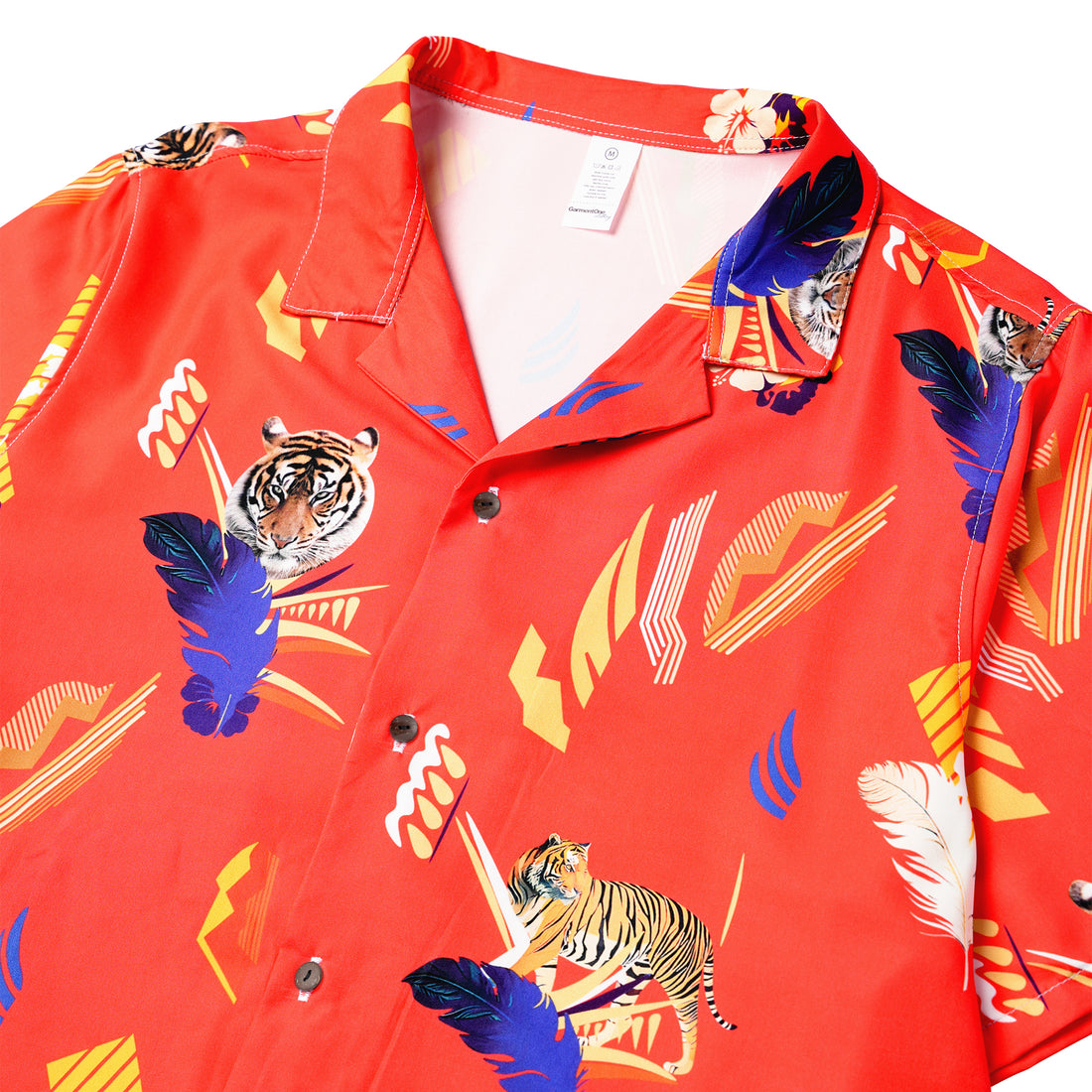 Red Tropical Tiger Womens Hawaiian Shirt