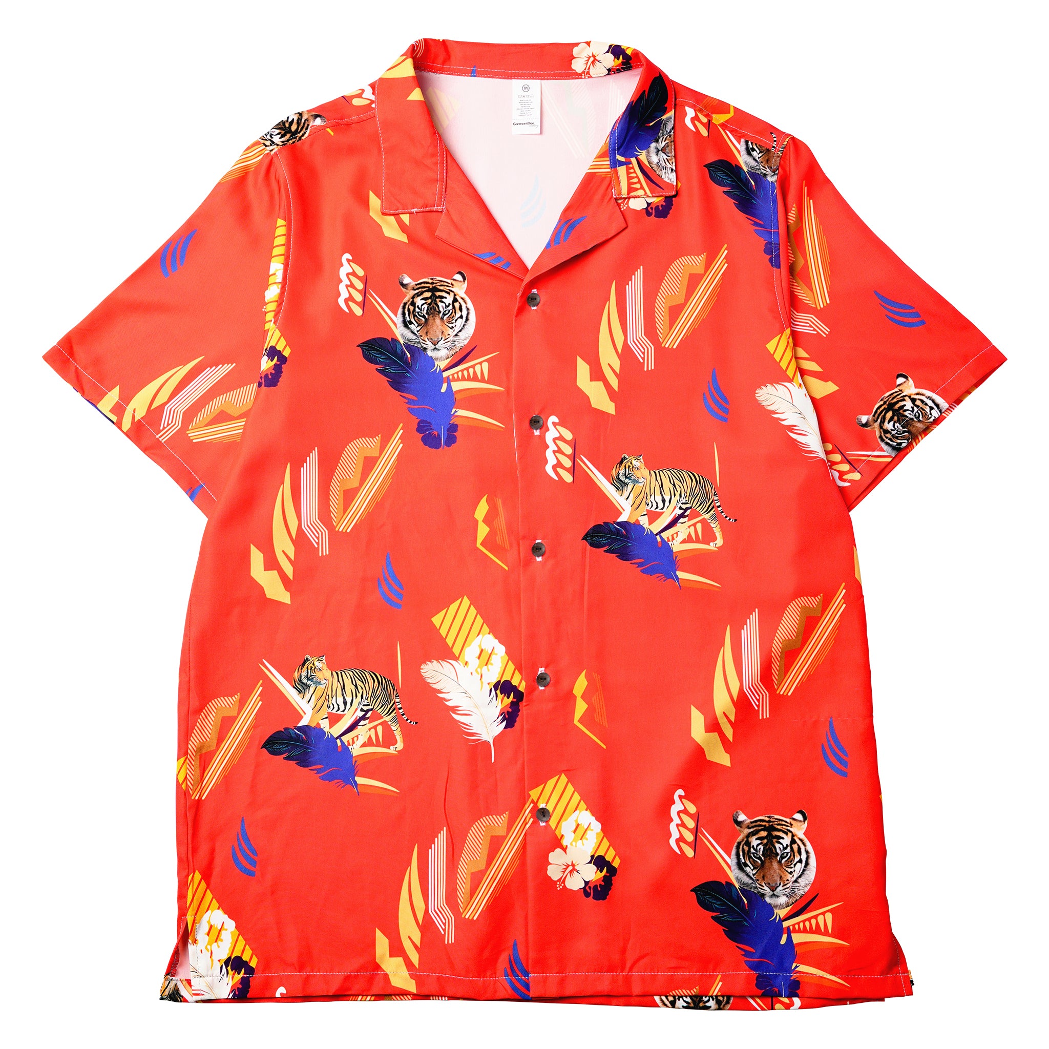 Red Tropical Tiger Womens Hawaiian Shirt